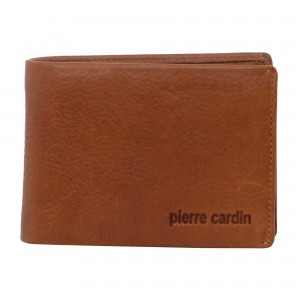 Bi-Fold Wallets Pierre Cardin Rustic Leather Bi-Fold Wallet Hombre Marrones | IYHP-13826