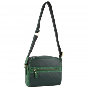 Bolsas Hombro Pierre Cardin Croc-Embossed Leather Cross-Body Bag Mujer Verde | WPVC-24170