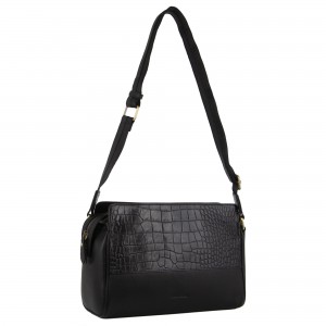 Bolsas Hombro Pierre Cardin Croc-Embossed Leather Cross-Body Bag Mujer Negras | VTLX-81203