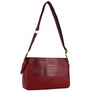 Bolsas Hombro Pierre Cardin Croc-Embossed Leather Cross-Body Bag Mujer Rojas | UVBH-10598