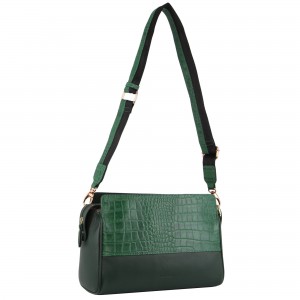 Bolsas Hombro Pierre Cardin Croc-Embossed Leather Cross-Body Bag Mujer Verde | KRWA-61342