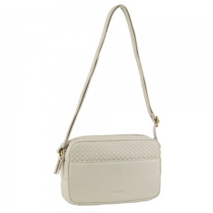 Bolsas Hombro Pierre Cardin Leather Diamond Pattern Embossed Crossbody Bag Mujer Beige | HVBG-86910