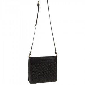 Bolsas Hombro Pierre Cardin Leather Diamond Pattern Embossed Cross-Body Bag Mujer Negras | KBPL-90658