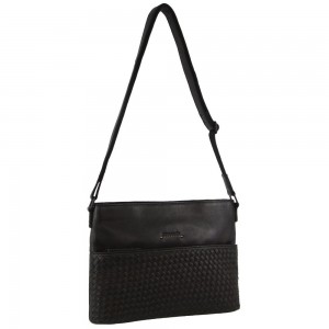 Bolsas Hombro Pierre Cardin Leather Embossed Woven Cross-Body Bag Mujer Negras | IGHR-54712