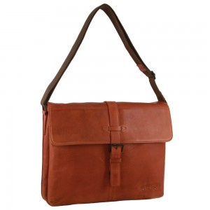 Bolsas Hombro Pierre Cardin Leather Flap-over Computer Bag Mujer Marrones | UWAJ-81793