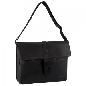 Bolsas Hombro Pierre Cardin Leather Flap-over Computer Bag Mujer Negras | PLSD-17835