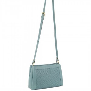 Bolsas Hombro Pierre Cardin Leather Perforated Design Cross-Body Bag Mujer Azules | KUXN-51409