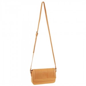 Bolsas Hombro Pierre Cardin Leather Pleated Design Crossbody Bag Mujer Albaricoque | YEZL-13768