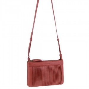 Bolsas Hombro Pierre Cardin Leather Pleated Design Crossbody Bag Mujer Marsala | EIFK-95278