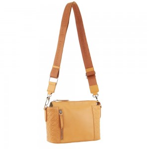 Bolsas Hombro Pierre Cardin Leather Square Crossbody Bag Mujer Albaricoque | MHNG-47093