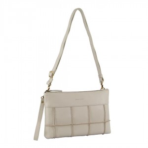 Bolsas Hombro Pierre Cardin Leather Stitch-design Cross-Body Bag Mujer Beige | GATF-84936