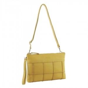 Bolsas Hombro Pierre Cardin Leather Stitch-design Cross-Body Bag Mujer Amarillo | QLXG-98374