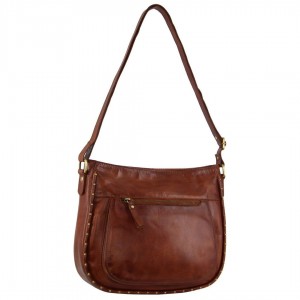 Bolsas Hombro Pierre Cardin Leather Stud Detail Cross-body Bag Mujer Marrones | FJCY-41329