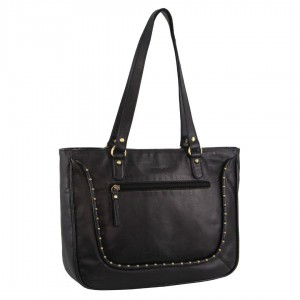 Bolsas Hombro Pierre Cardin Leather Stud Detail Tote Bag Mujer Negras | TEUB-92160