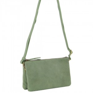 Bolsas Hombro Pierre Cardin Leather Textured Crossbody Clutch Bag Mujer Verde Oliva | PLYN-38950