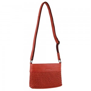 Bolsas Hombro Pierre Cardin Leather Woven Embossed Cross-Body Bag Mujer Naranjas | XVPI-43820