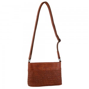 Bolsas Hombro Pierre Cardin Leather Woven Embossed Cross-Body Bag Mujer Marrones | PLYS-87620