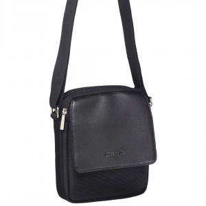 Bolsas Hombro Pierre Cardin Nylon with Leather Trim Travel Bag Hombre Negras | DEWN-70496