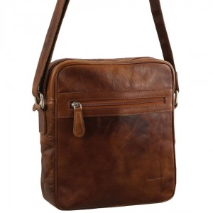 Bolsas Hombro Pierre Cardin Rustic Leather iPad Bag Hombre Marrones | MDBF-54127