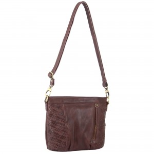 Bolsas Hombro Pierre Cardin Woven Embossed Leather Crossbody Bag Mujer Burdeos | ILYB-85047