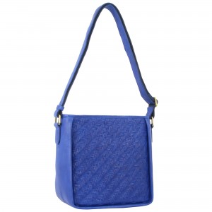 Bolsas Hombro Pierre Cardin Woven Embossed Leather Cross-Body Bag Mujer Azul Real Azules | BNQG-84093