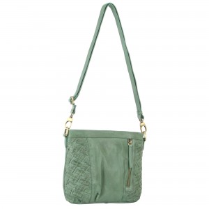 Bolsas Hombro Pierre Cardin Woven Embossed Leather Crossbody Bag Mujer Verde | QJRO-94158