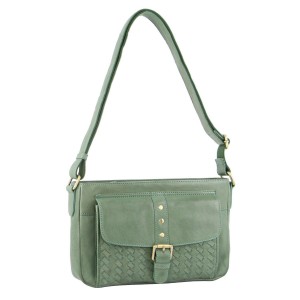 Bolsas Hombro Pierre Cardin Woven Leather Crossbody Bag Mujer Verde | DSYL-92568