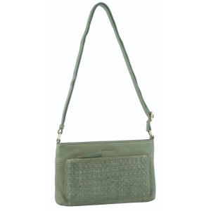 Bolsas Hombro Pierre Cardin Woven Leather Blazer Bag Mujer Verde | WISH-83417