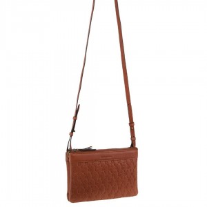 Bolsas Hombro Pierre Cardin leather Pleated-Design Cross-Body Bag Mujer Marrones | LDHP-27395