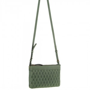 Bolsas Hombro Pierre Cardin leather Pleated-Design Cross-Body Bag Mujer Verde Oliva | KNQJ-36125