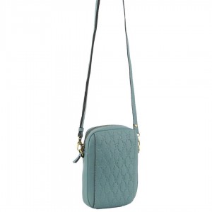 Bolsas Hombro Pierre Cardin leather Textured Design Phone Bag Mujer Azules | RWQE-18524