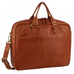 Business Computer Bags Pierre Cardin Italian Leather Computer Bag Hombre Marrones | DYKR-52069