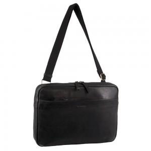 Business Computer Bags Pierre Cardin Italian Leather Business Computer Bag Hombre Negras | TFSE-60184