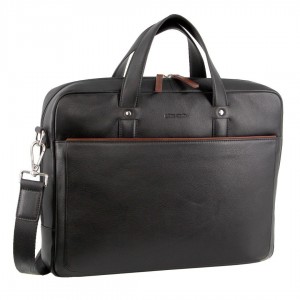 Business Computer Bags Pierre Cardin Leather Multi-Compartment Business Bag Hombre Negras | SOJB-45360