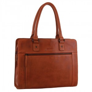 Business Computer Bags Pierre Cardin Leather Computer Tote Bag Hombre Marrones | YNVO-21608