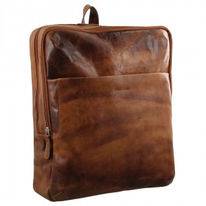 Business Computer Bags Pierre Cardin Rustic Leather Backpack Hombre Marrones | TUDQ-18724