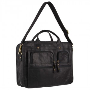 Business Computer Bags Pierre Cardin Rustic Leather Computer Bag Hombre Negras | PQJR-70248