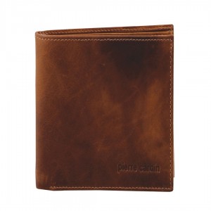 Carteras De Tres Pliegues Pierre Cardin Rustic Leather Tri-Fold Wallet Hombre Marrones | LOFT-07812