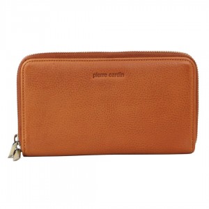 Carteras Grandes Pierre Cardin Italian Leather Double Zip Wallet Mujer Marrones | AITL-23180