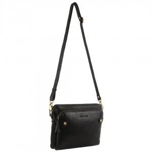 Clutch Pierre Cardin Leather Crossbody Bag Mujer Negras | YRJD-48317