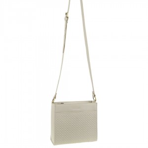 Clutch Pierre Cardin Leather Diamond Pattern Embossed Cross-Body Bag Mujer Beige | IDAP-60148