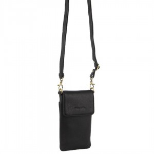 Clutch Pierre Cardin Leather Phone Cross-Body Bag Mujer Negras | KUTZ-71043