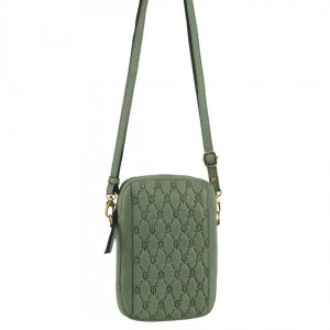 Clutch Pierre Cardin leather Textured Design Phone Bag Mujer Verde Oliva | EPFO-20417