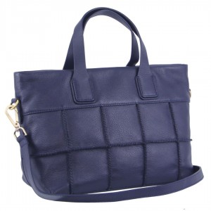 Handbags Pierre Cardin Leather Stitch-design Handbag Mujer Azul Marino | FSZT-43106