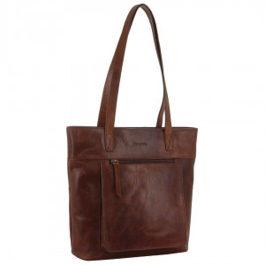 Handbags Pierre Cardin Leather Tote Bag Mujer Marrones | XBGO-41309