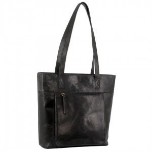 Handbags Pierre Cardin Leather Tote Bag Mujer Negras | LHUD-34216