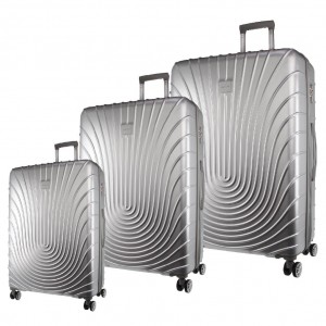 Hard Shell Cases Pierre Cardin Hard Shell 3-Piece Luggage Set Travel Plateadas | VAHZ-08952