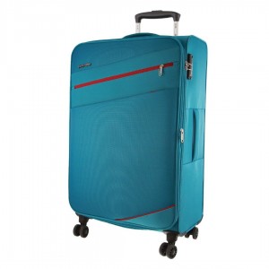 Large Cases Pierre Cardin 76cm LARGE Soft Shell Suitcase Travel Turquesa | PUQN-05349