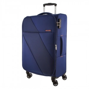 Large Cases Pierre Cardin 78cm LARGE Soft Shell Suitcase Travel Azul Marino | ENTI-76923