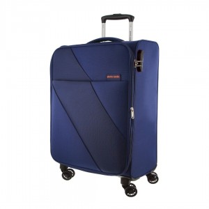 Maletas Pierre Cardin 55cm CABIN Soft-Shell Suitcase Travel Azul Marino | VWXH-95680